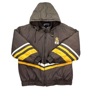 Vintage Wyoming Cowboys Puffer Jacket Mens 2XL Brown NCAA Football Logo 7 90s